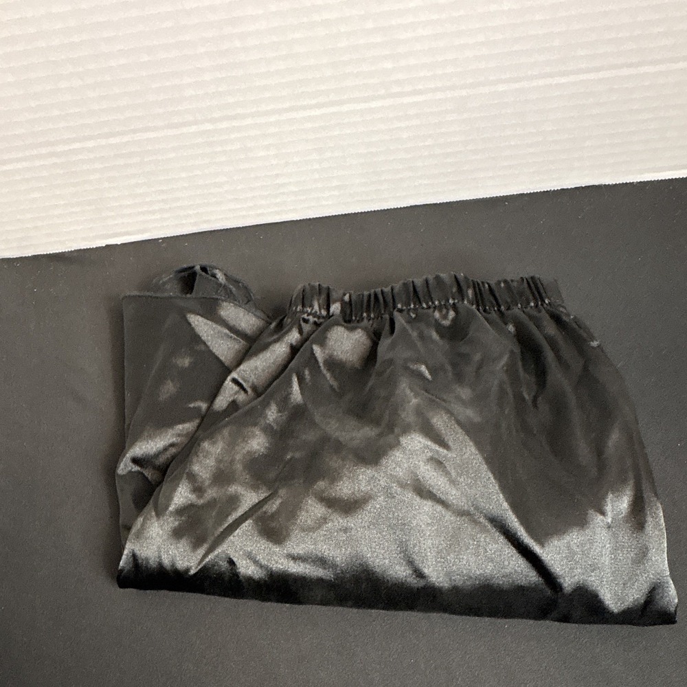 Women's Black Solid Satin Polyester Camisole & Matching Bottoms Set, M - Picture 2 of 2
